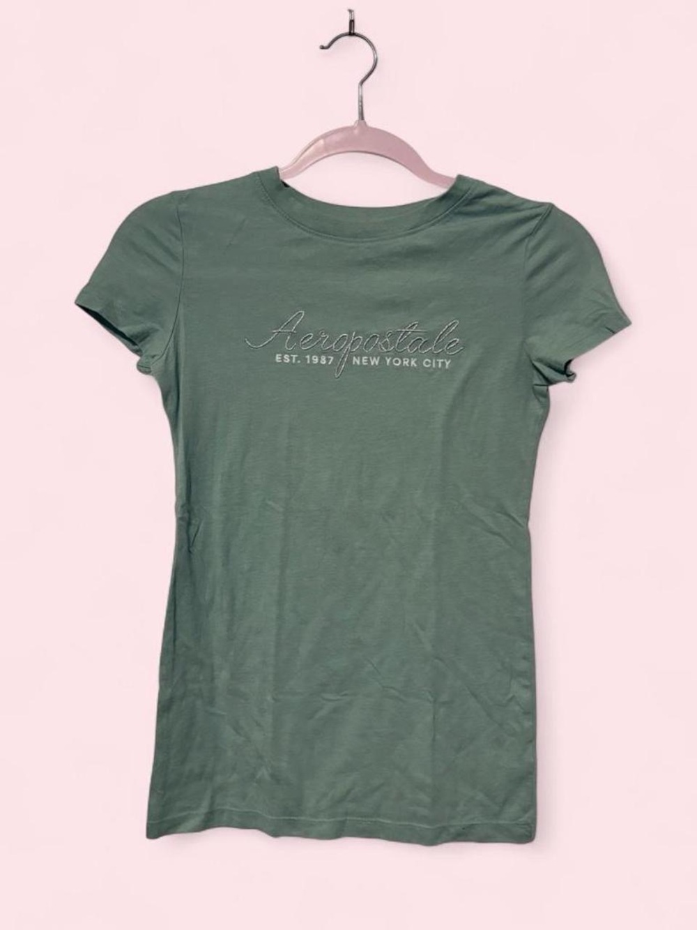 Y2K Aeropostale long stretch t shirt with glitter logo small